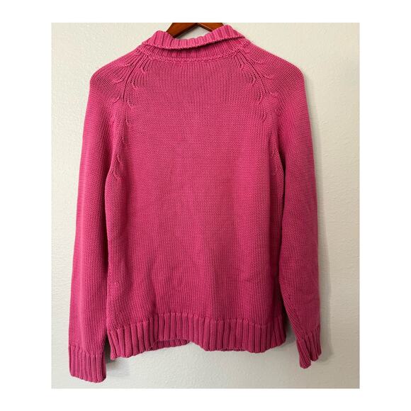 Land's End Pink Button Front Long Sleeve Knit Cardigan Sz LP (read description) - Picture 2 of 5